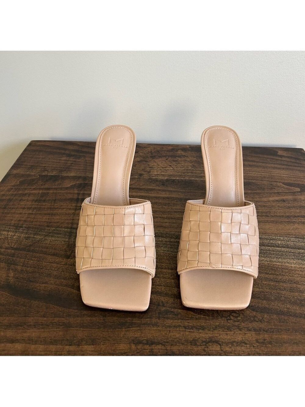 Marc Fisher Ltd Dara Leather Square Toe Heel Sandals, Size 8.5